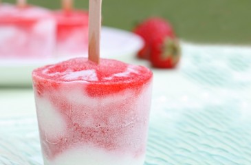 Homemade Strawberry-Yogurt Freezer Pops.
